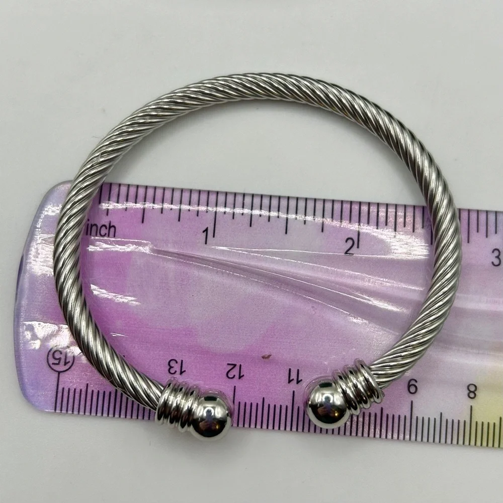Modern Stainless Steel Cable Cuff Bracelet